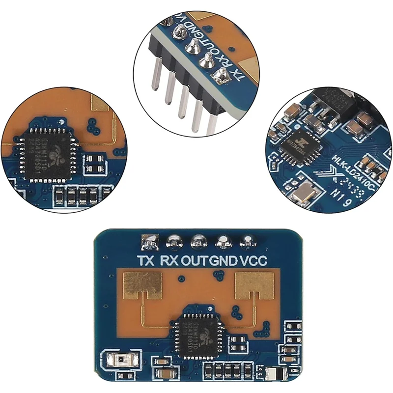 ABVA-4Pcs LD2410C Sensor Module LD2410 Millimeter Wave Radar Sensor Module Body Heartbeat Detection Sensors High Accuracy