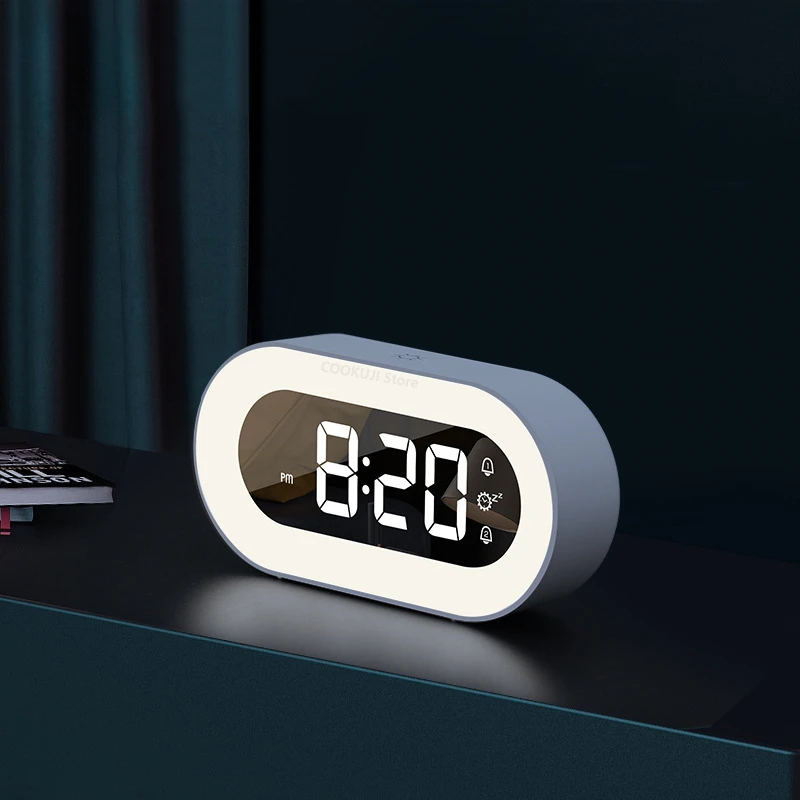 Music LED Digital Alarm Clock Voice Control Night Light Design Desktop Clocks Home Table Decoration Children\'s Gifts New