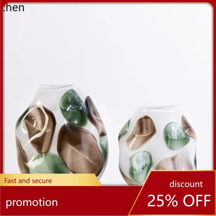 YFY mixed color speckled glazed hydroponic vase - creative decorative ornament for entryway, living room, dining table