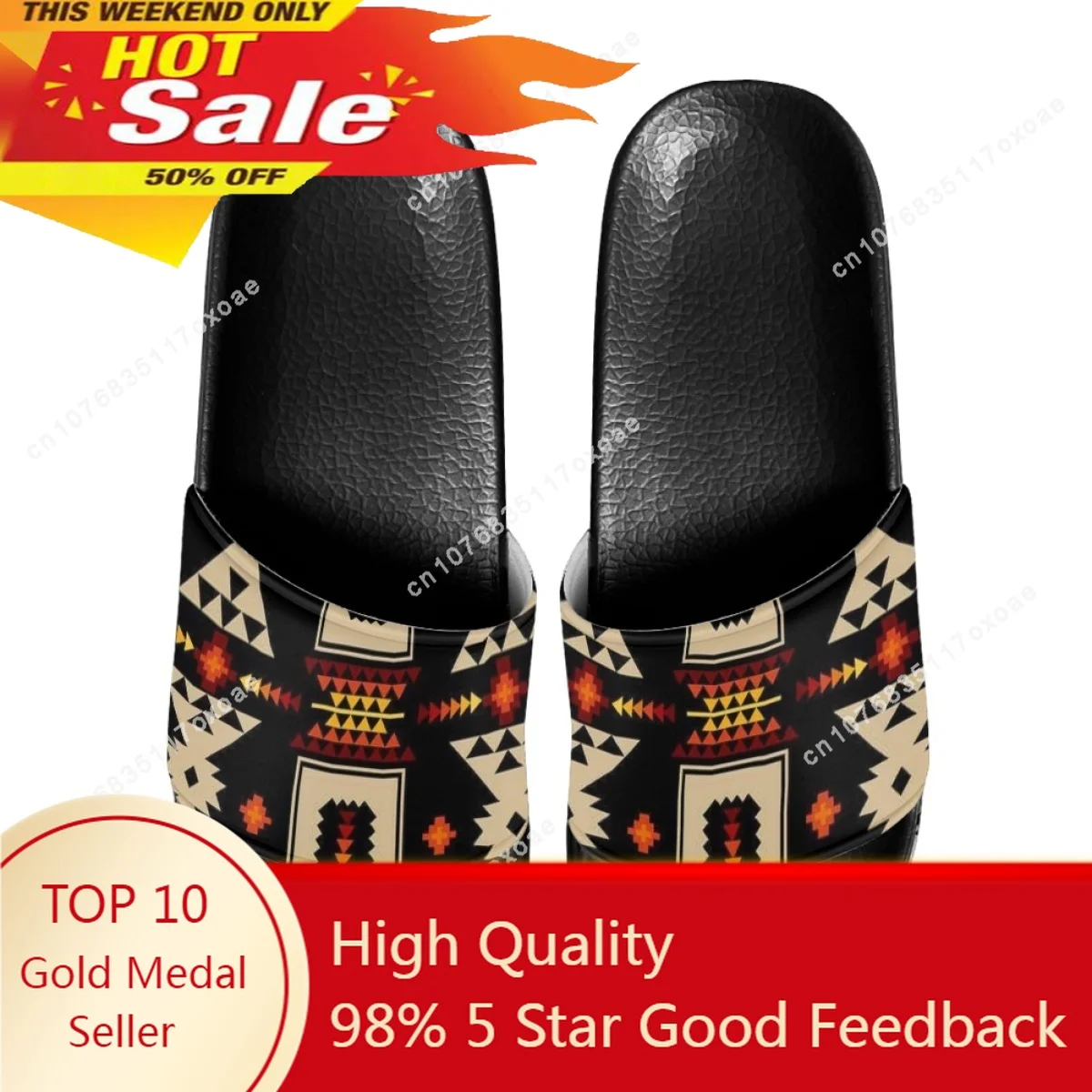 

2023 High Quality Ladies Bathroom Slippers Tribal Style Casual Indoor Outdoor Flat Non-slip Sandals Slides Teacher's Day Gift