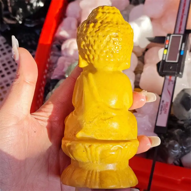 Natural Yellow Quartz Buddha Carving Crystal Love Healing Fengshui Gemstones Home Decoration Holiday Gift 1PCS