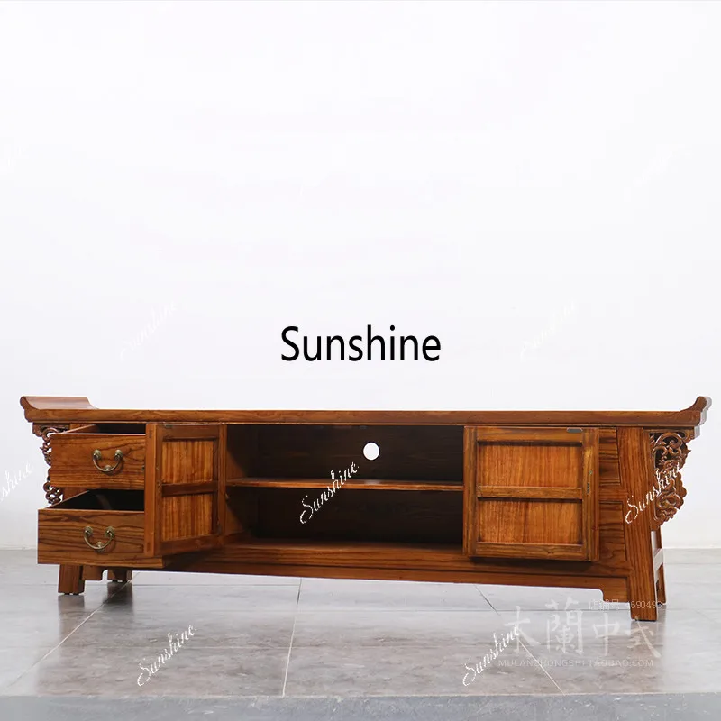 New Chinese style old elm living room warped head storage cabinet
