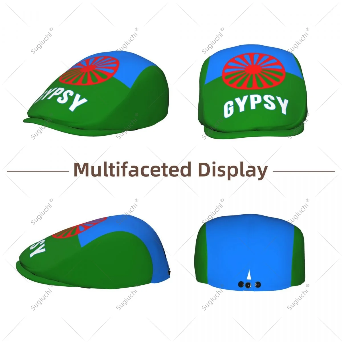Forward cap Rom Gypsy Flag Of The Romani Men Women Flat Newsboy Driving Hat Cap Short Brim for Driving Daily visors hat