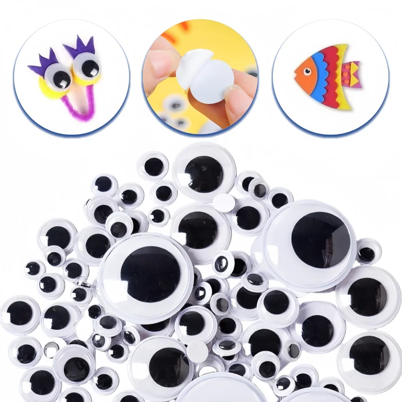 50-500Pcs Self-adhesive Googly Wiggle Eyes 6-30mm Movable Cartoon Animal Eyeball for DIY Crafts Handmade Toys Scrapbook Accesso