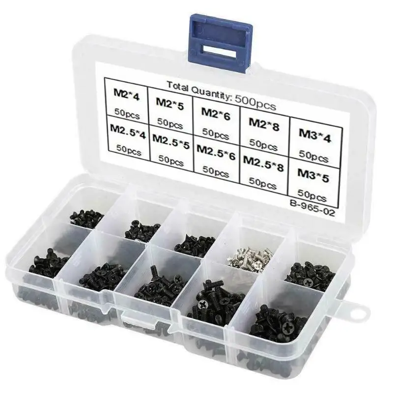 

500/600Pcs M2 M2.5 M3 Mini Screw Set Carbon Steel Computer Notebook Laptop Repair Screws Kit