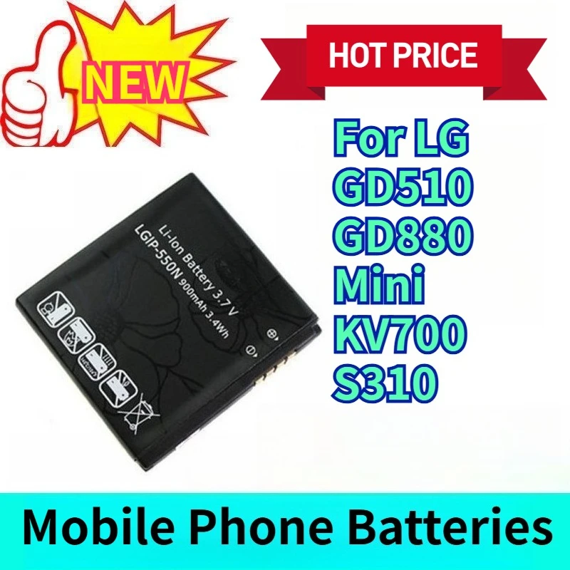 

Аккумуляторы для мобильных телефонов 3,7 В, 900 мАч для LG GD510 GD880 Mini KV700 S310