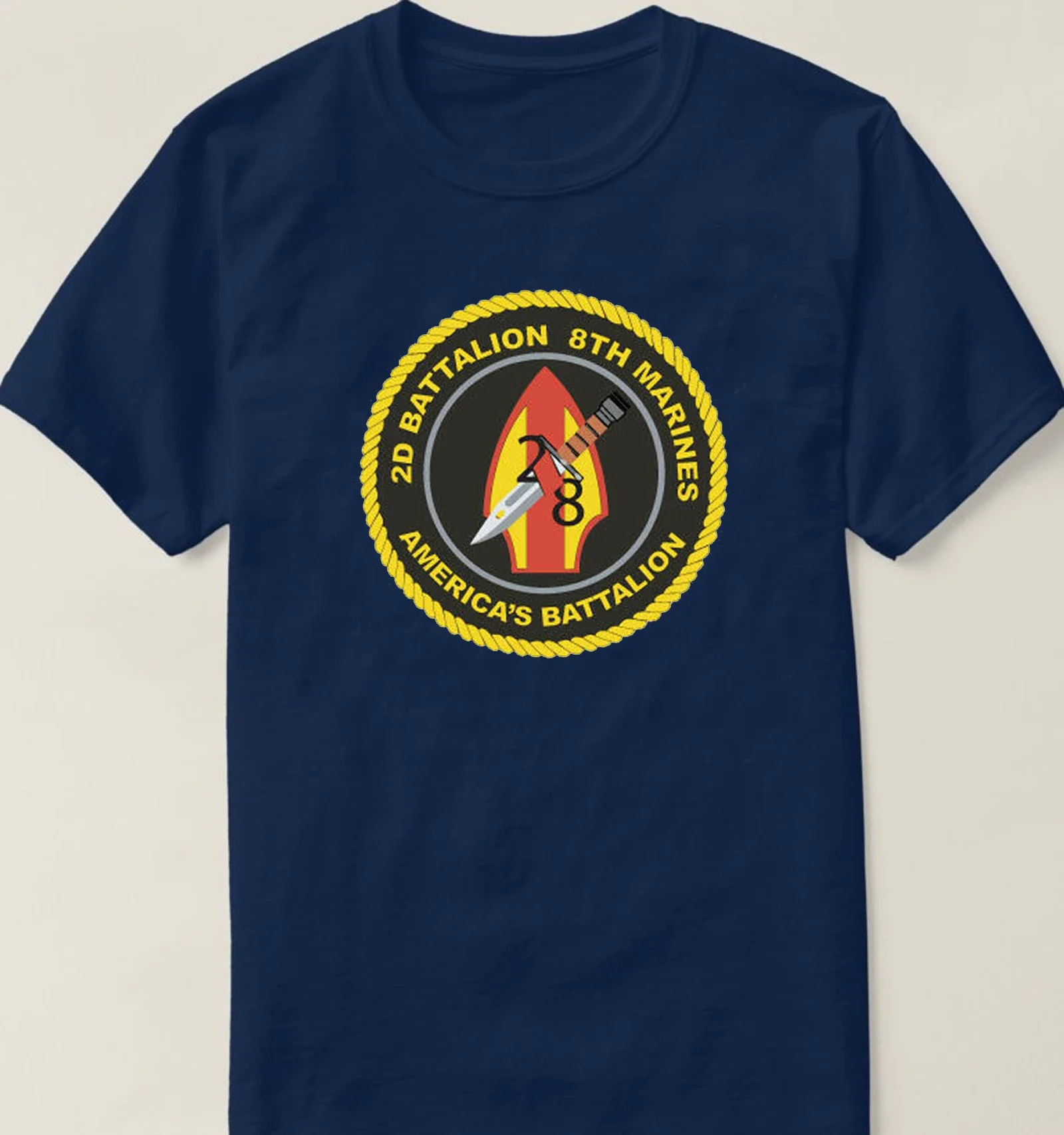 2nd Battalion 8th Marine Regiment Badge T-Shirt 100% Cotton O-Neck Summer Short Sleeve Casual Mens T-shirt Size S-3XL