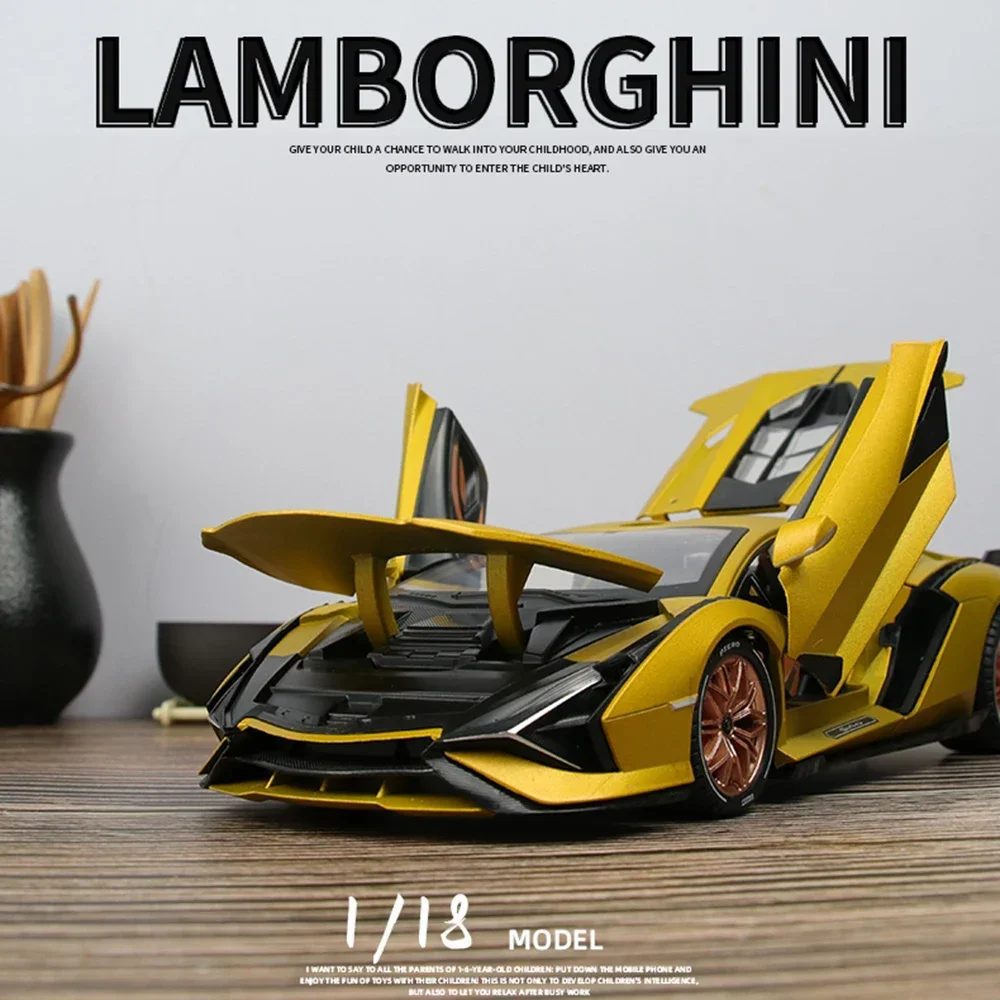 

Модель автомобиля Lamborghini SIAN FKP37, литой Сплав, игрушка для мальчиков, суперкар, высокая имитация, 4 двери, открытые коллекции, детская игрушка, 1/18