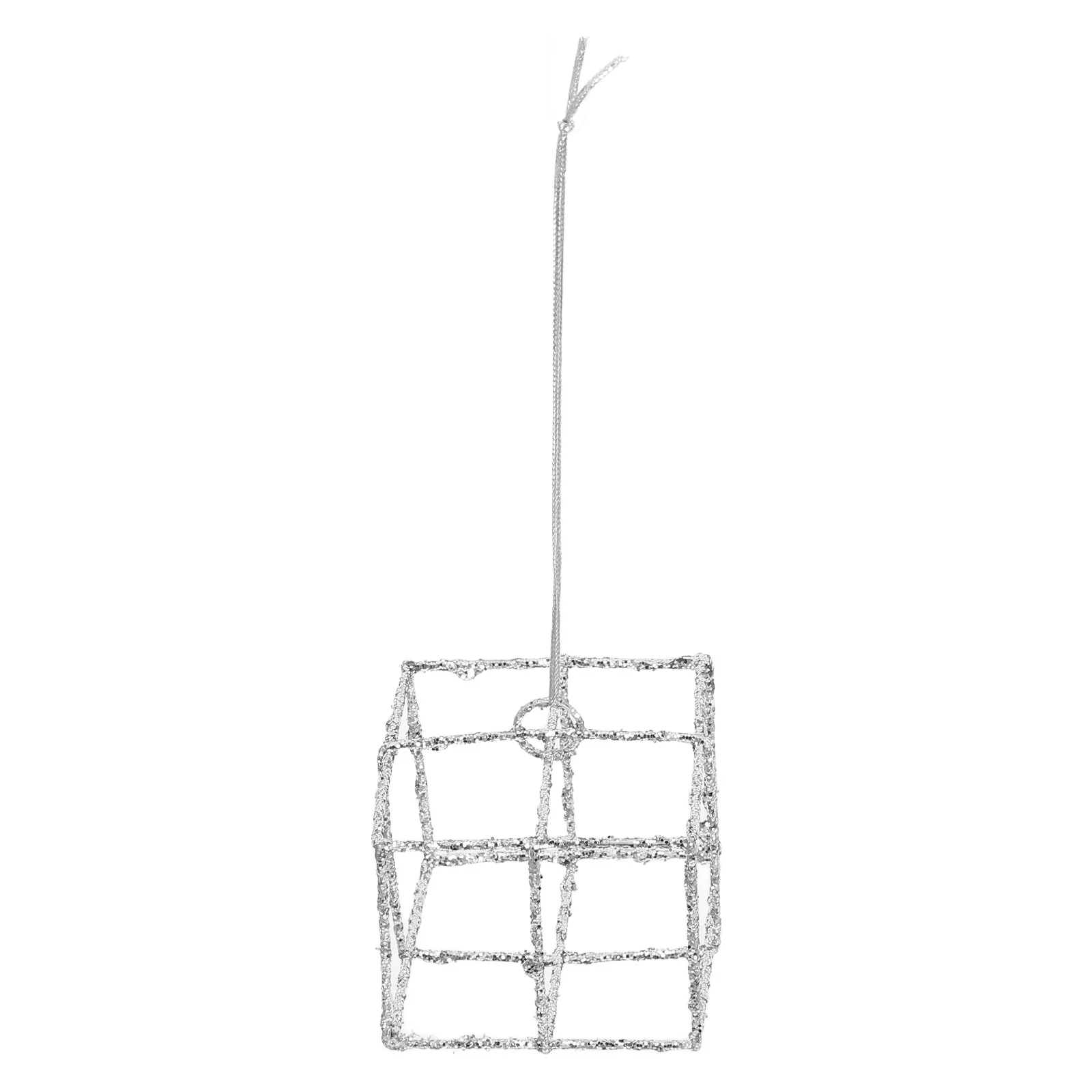 

Christmas Tree Hanging Ornament Silver Hollow Gift Box Design Xmas Pendant Xmas Tree Decoration Christmas Decor for Party Home