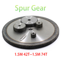 1pc Spur Gear 1.5M 42T-74T Metal Transmission Gear 45# Steel 1.5 Modulus 42 43 44 45 46 47 48 49 50 51 52 53 54 65 66 74 Teeth