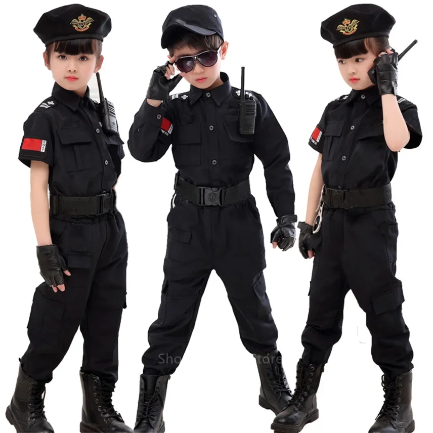 

Children Traffic Special Halloween Carnival Party Performance Policemen Uniform Kids Army Boys Cosplay Costumes 110-160CM