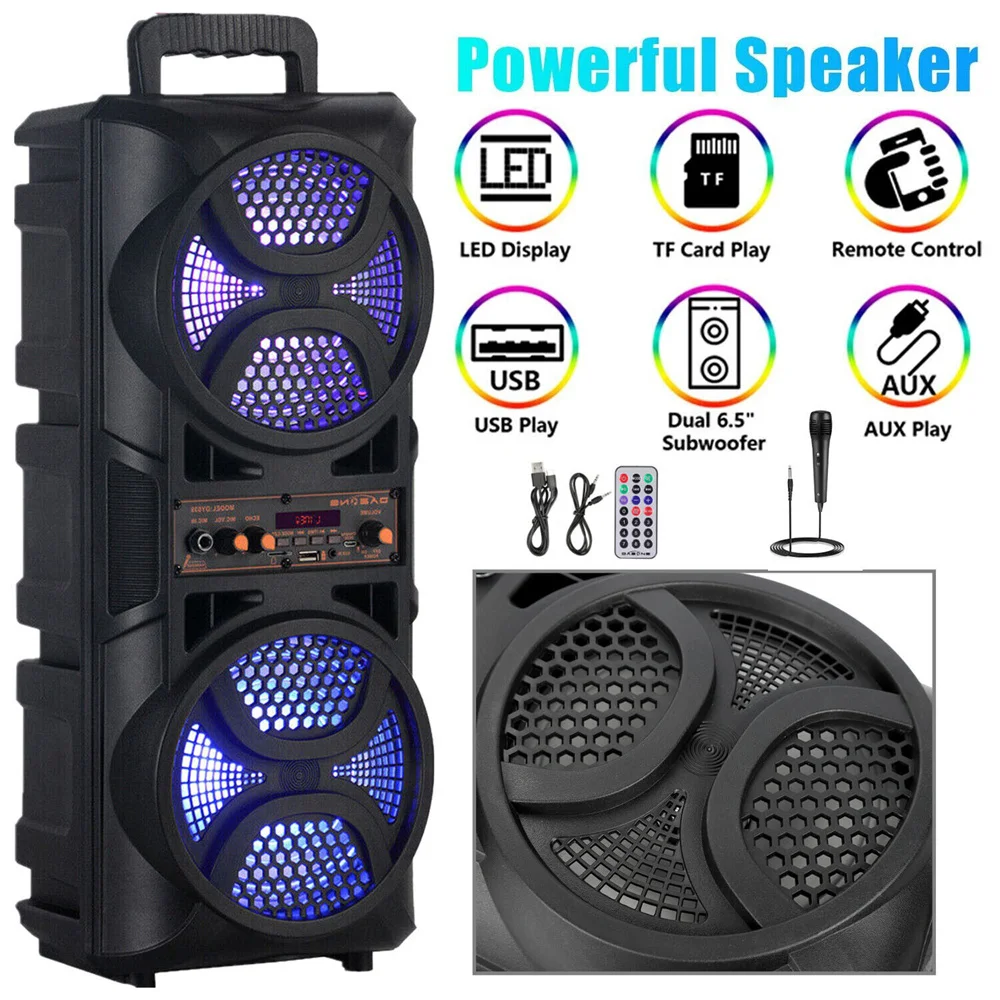 

3000W Portable Bluetooth Speaker 6.5 inches Sub woofer Heavy Bass Sound System Party+Remote High Quality Led Light Tws Speaker