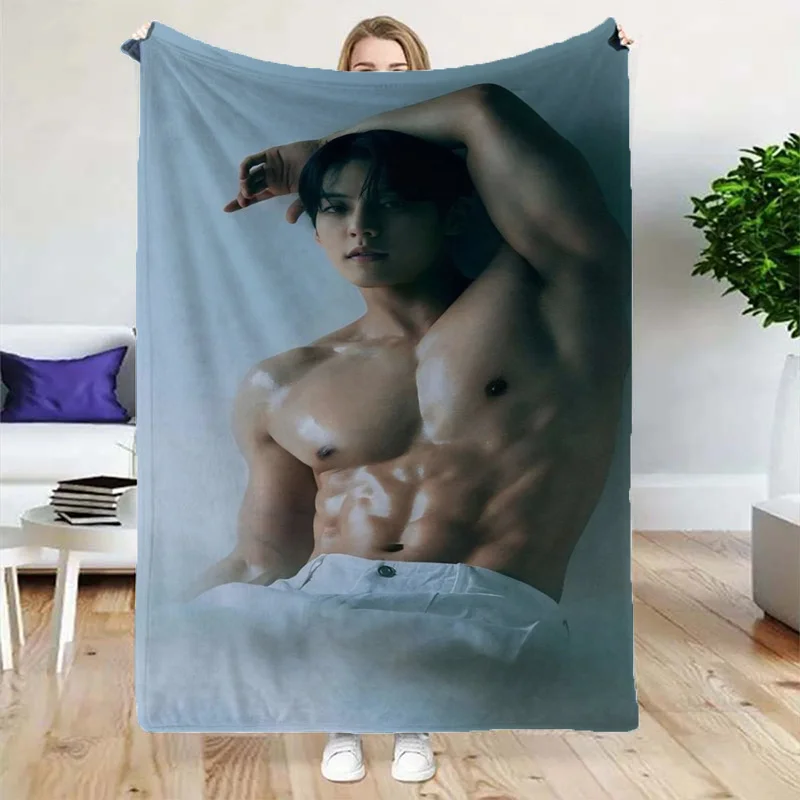 Fitness Muscle Boy Pattern Flannel printed blanket suitable for all seasons suitable for living room office sofa and travel
