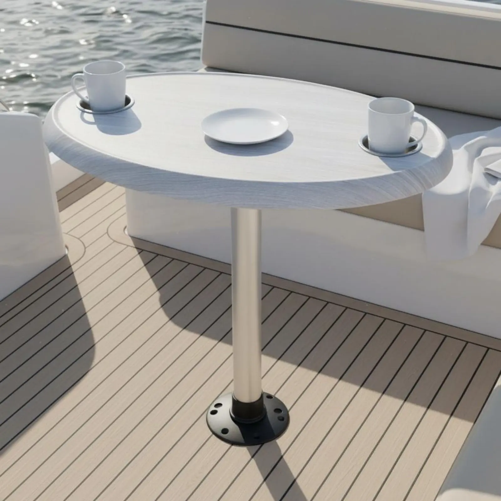 Round Boat Coffee Table Waterproof Yacht Tea Table Lightweight