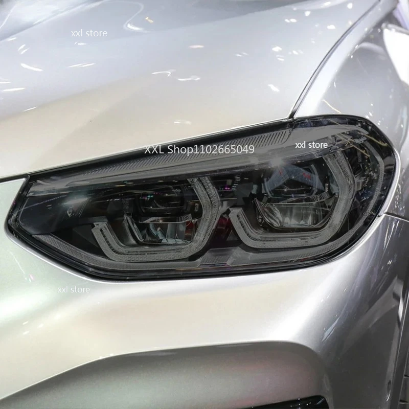 2 pçs carro tpu faróis matiz fumado preto película protetora proteção adesivos transparentes para bmw x3 g01 m competição 2018-on