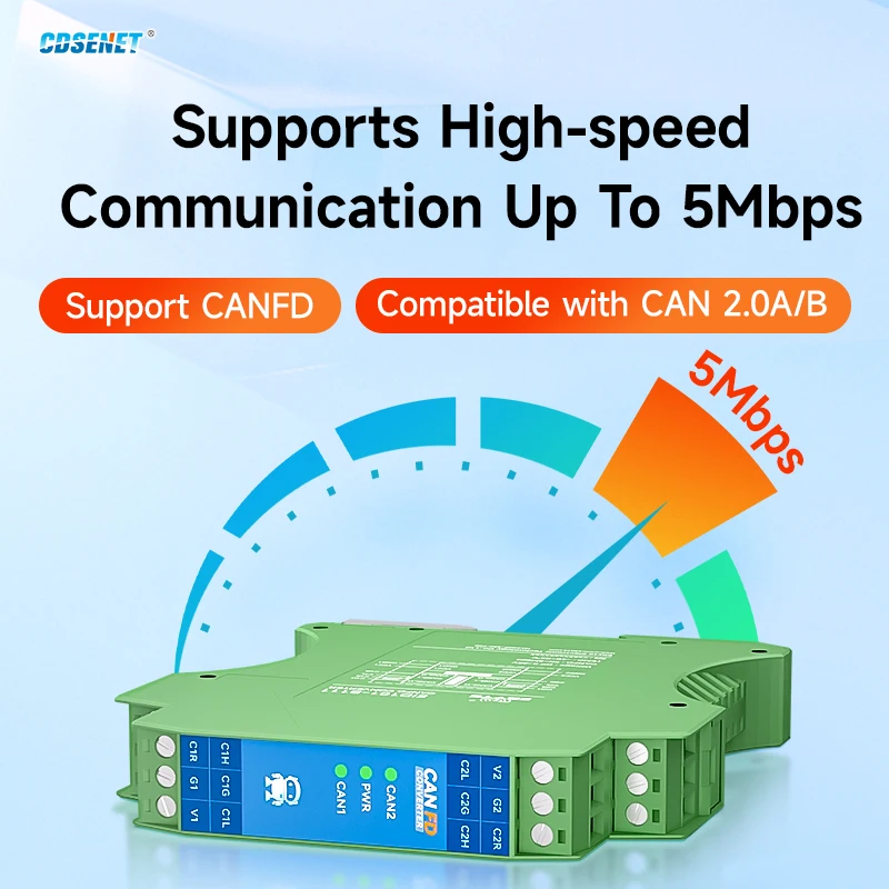 

Изолированный повторитель CANFD, совместимый с CAN 2.0A/B, усилитель CDSENET EID101-B111, промышленный класс, связь 5 Мбит/с