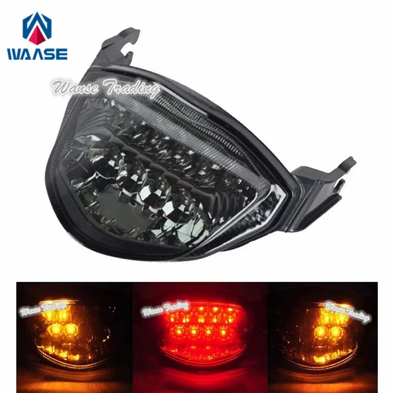 Waase para Suzuki GSX-R 1000 GSXR1000 K5 K6 2005 2006 luz trasera cromada intermitentes de freno luz LED integrada