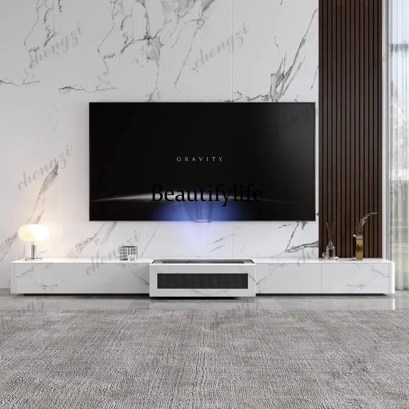 Slate simple modern hidden laser TV cabinet electric telescopic smart projector cabinet