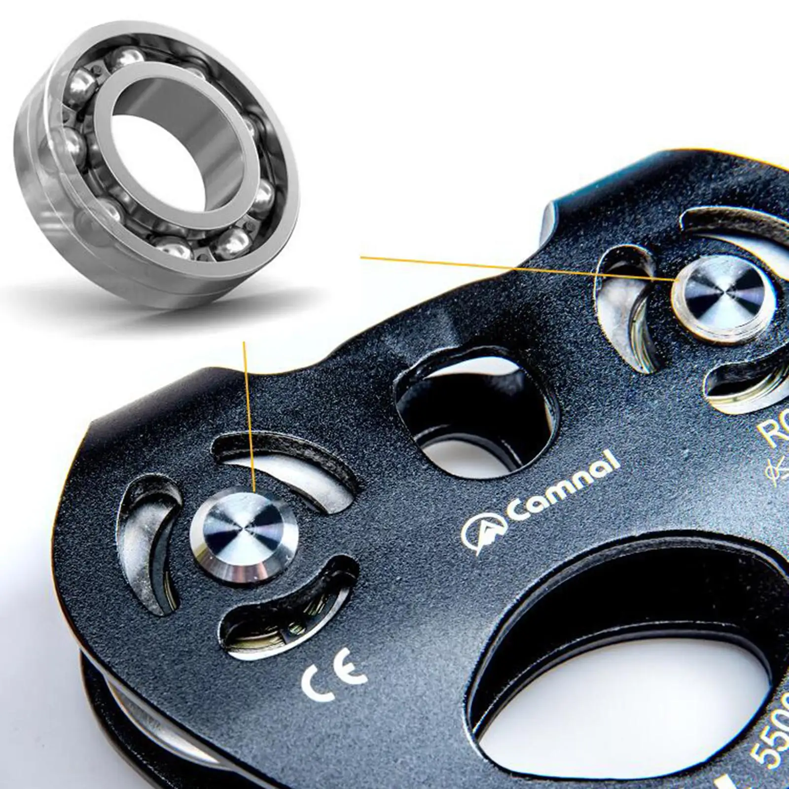 

32KN Double Pulley Aluminum Ball Bearings for Mountaineering Climbing Orange