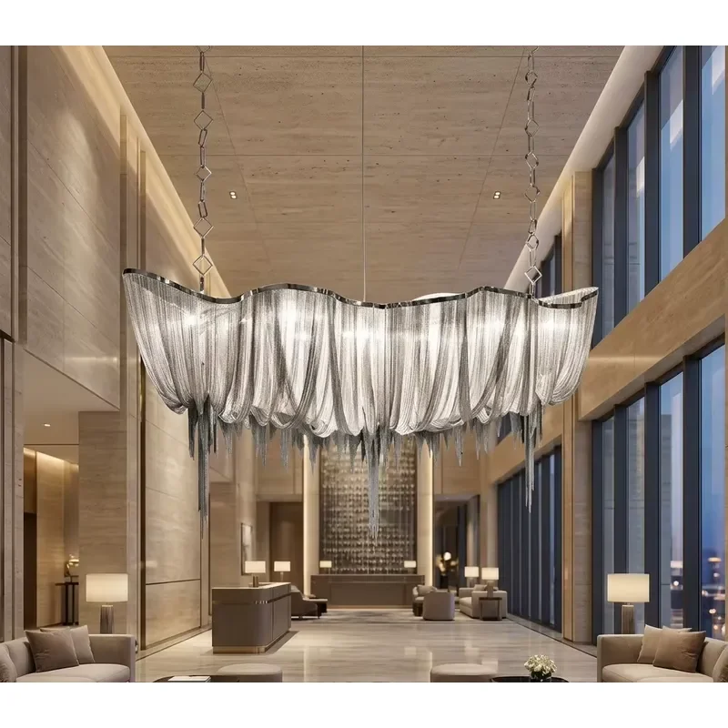 Italian Postmodern Tassel Chandelier Restaurant Hotel Lobby Creative Led Living Room Lighting