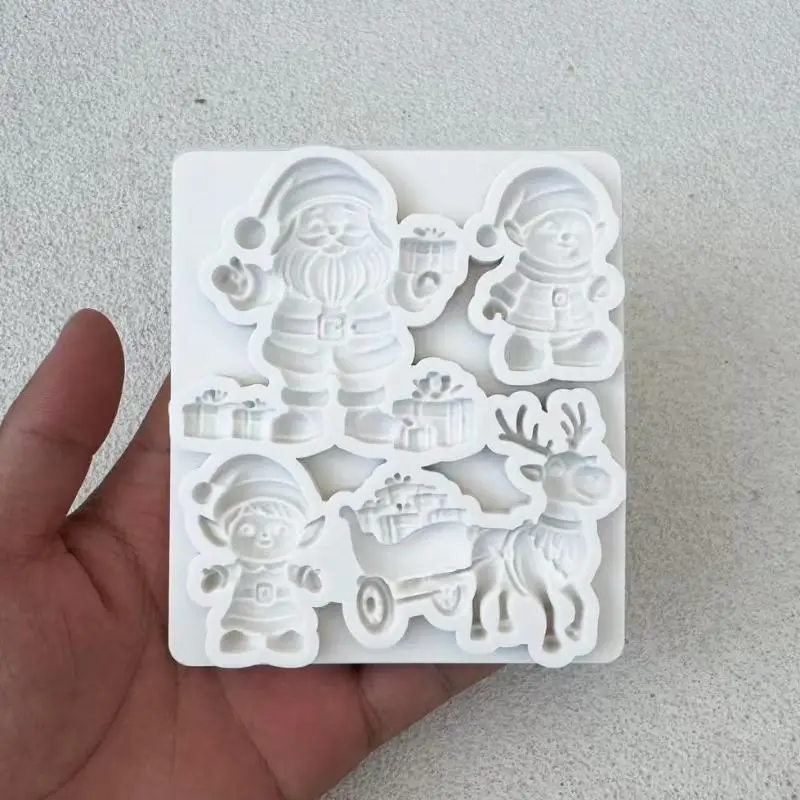 Cupcake Baking Mould Reindeer Santa Claus Sleigh Elf Christmas Silicone Sugarcraft Mold Fondant Cake Decorating Tools