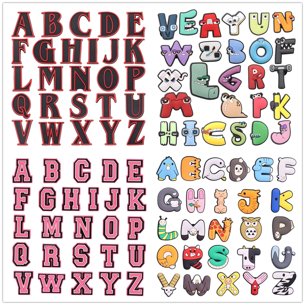 

26 шт./компл., обувь с простыми буквами, подвески на пуговицах, сделай сам, правописание, имя, ПВХ, украшение с алфавитом, подходят для детей, подарки на день рождения