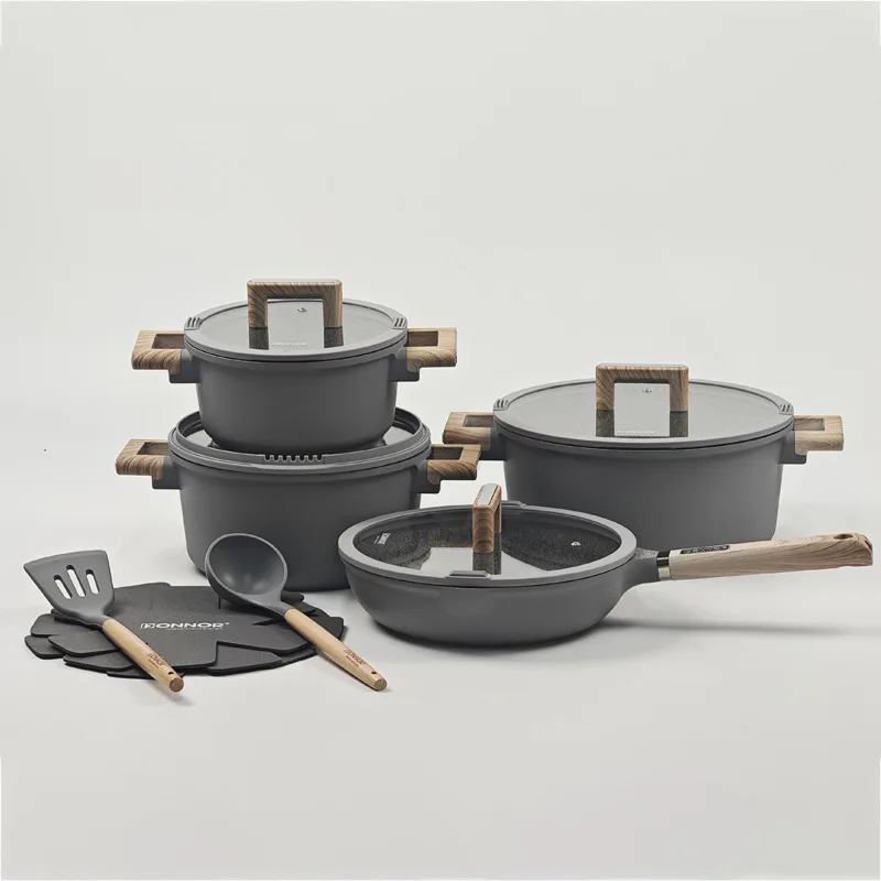 

PFOA Free Interior 13-Piece Forged Culinary Array 20/24/28cm Soup Pot 26cm Frying Pan Universal Magnetic Base Gear Choice Hub