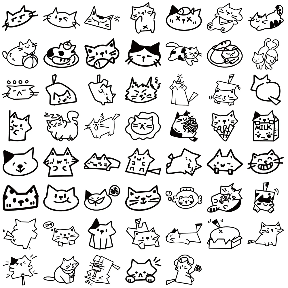 110PCS Sketched Kitten Sticker Notebook Graffiti Cases Gift Skateboard DIY Laptop Phone Graffit PVC Waterproof Luggage Stickers