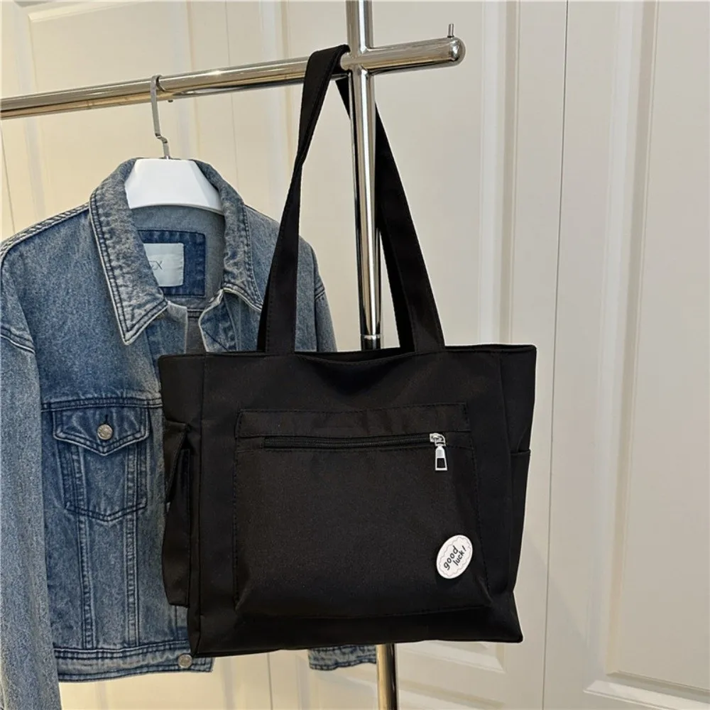 

Fashion Korean Large Capacity Tote Bag Solid Color Versatile Women's Shoulder Bag Casual Light Weight Student Handbag Ladies