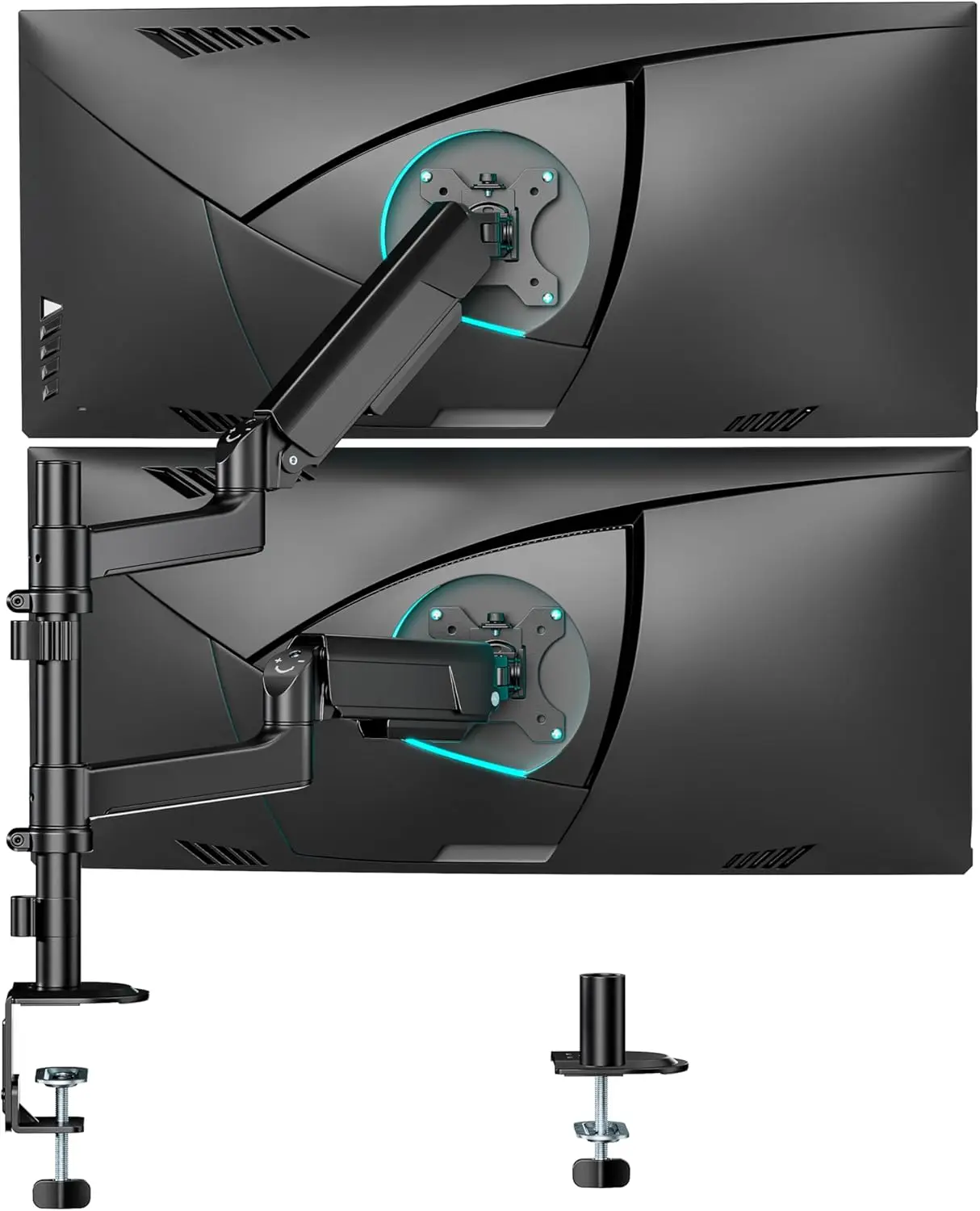 Dual Monitor Mount for Ultrawide Screens Up to 40 Inches,Heavy Duty Arm Supports,Clamp/Grommet Desk Mount and VESA Compatibility