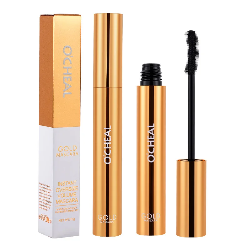 OCHEAL 3D Mascara Lengthening Black Lash Eyelash Extension Eye Lashes Brush Beauty Makeup Long-wearing Gold Color Mascara