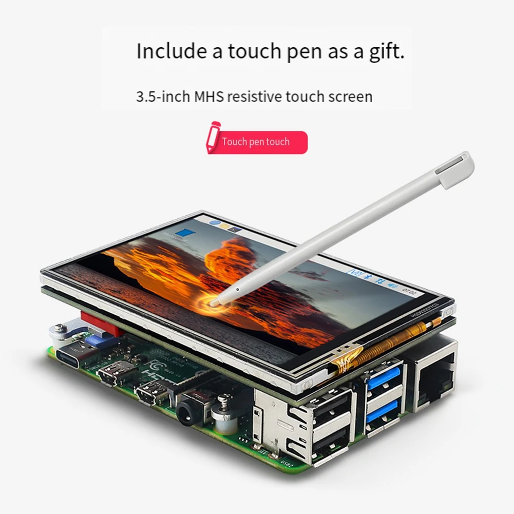 (DT37) 3.5 Inch Touch Screen for Raspberry Pi 5 480x320 TFT LCD SPI Interface 50 FPS TFT Display Module for RPi 4B 3B+ 3B Zero