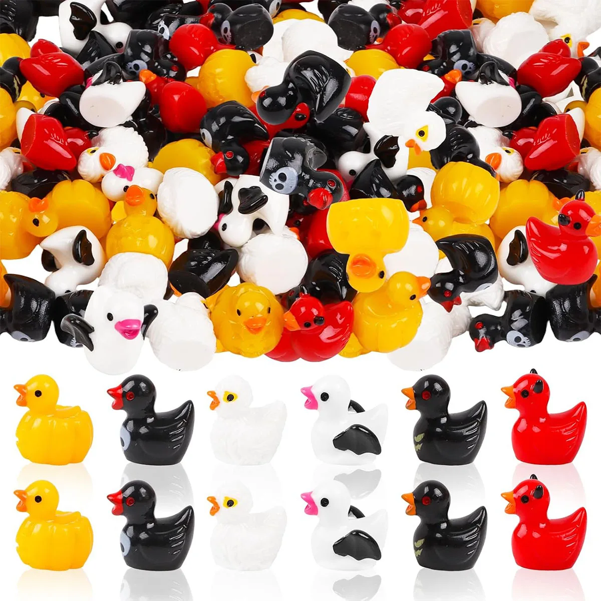 10/20 piezas Mini pato de resina calabaza de Halloween fantasma patos en miniatura figuras de animales pequeños estatua ornamento para regalo de fiesta de Halloween