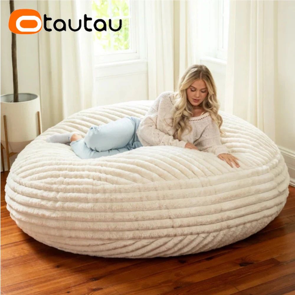 OTAUTAU 4/5ft Giant Faux Bunny Fur Bean Bag Pouf Cover Sofa Bed DD215【No Filler!You Need To Fill It By Yourself !】 view 6
