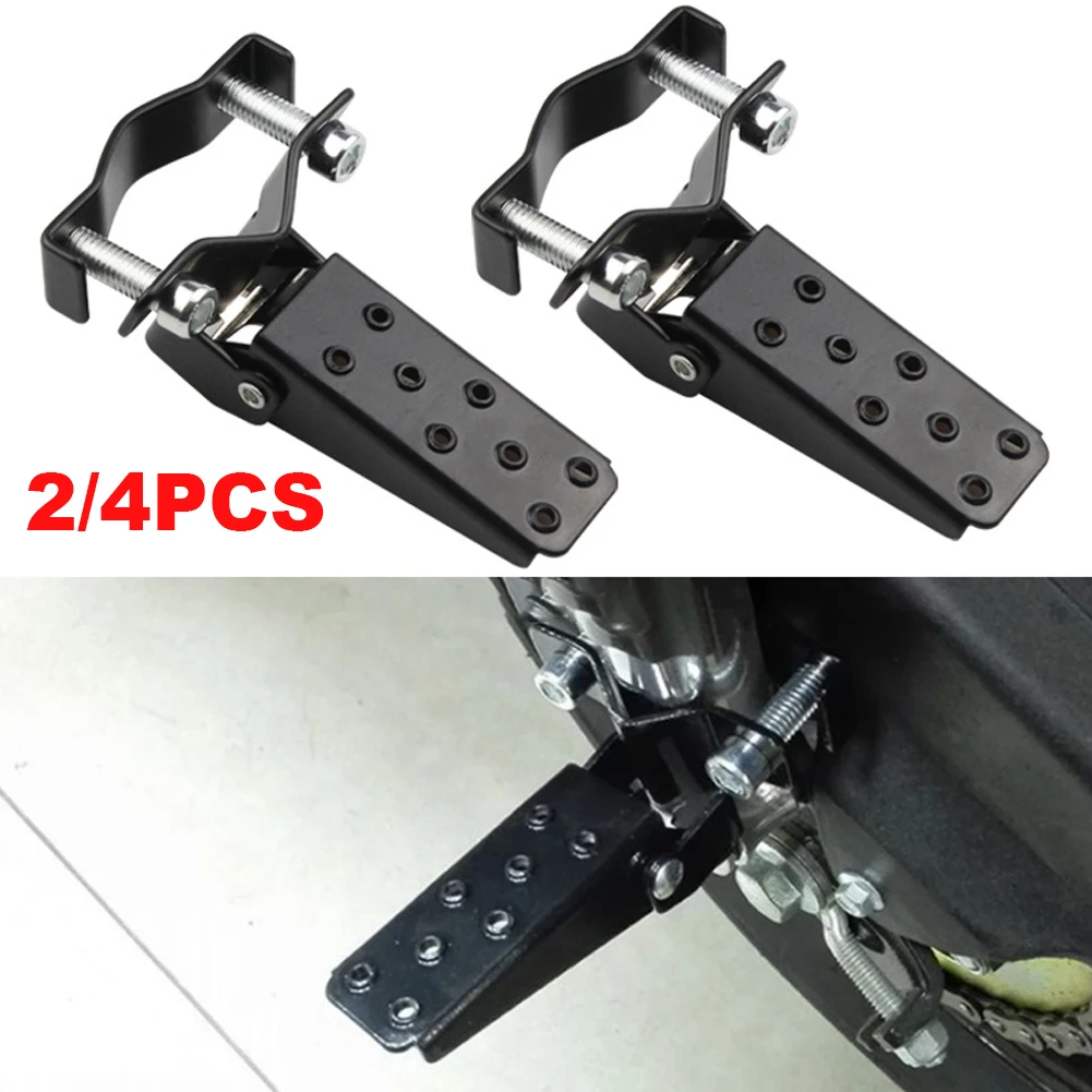 1/2Pair Rear Pedal Footrest Folding MTB BMX Bike Pedal Retro Motorcycle Clamp-on Foot Step Pegs Motorbike Modified Parts