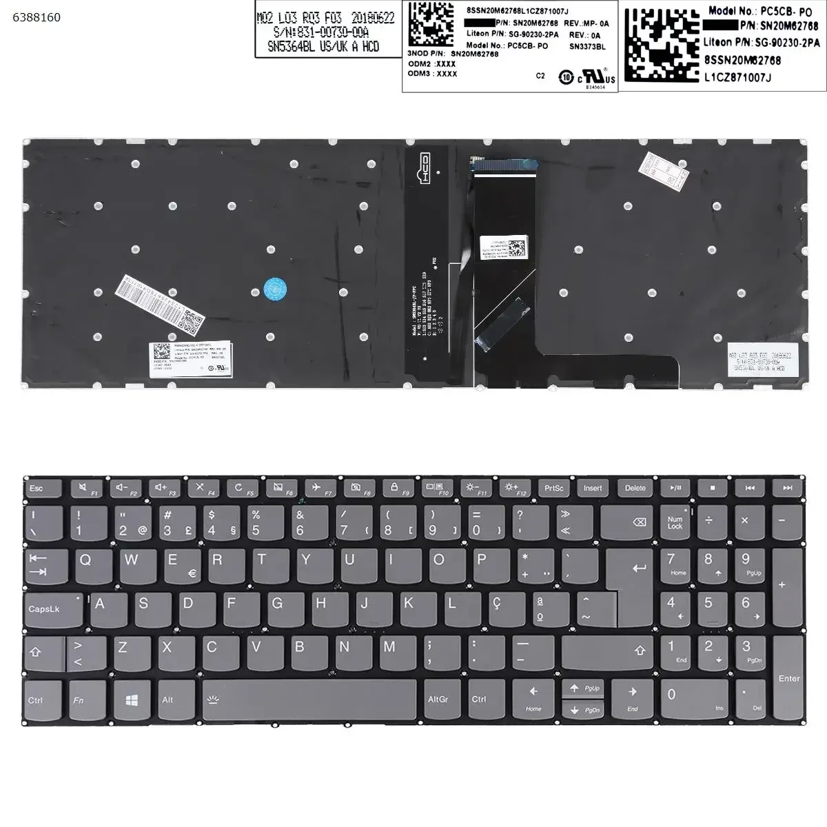 PO Laptop Keyboard for Lenovo IdeaPad 330-15IKB 330-17IKB 320-17ikb 320-17isk Gray Backlit