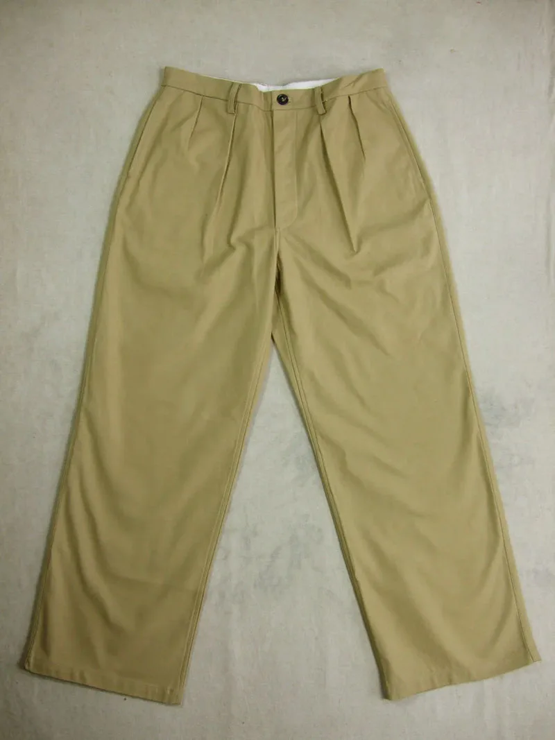 

Twill cotton army yellow casual straight leg pants