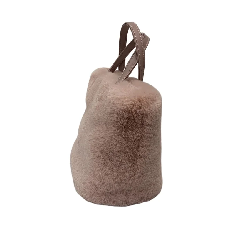 Bolsos de Mano de Piel Sintética de Color Sólido para Mujer, Bolsos de Diseñador de Lujo, Bolsos de Hombro de Felpa para Invierno, Bolso de Mano Pequeño