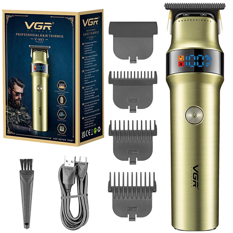 Original VGR Beard Hair Trimmer For Men Professional Cordless Electric Hair Clipper Shaver Haircut Machine Rechargeable