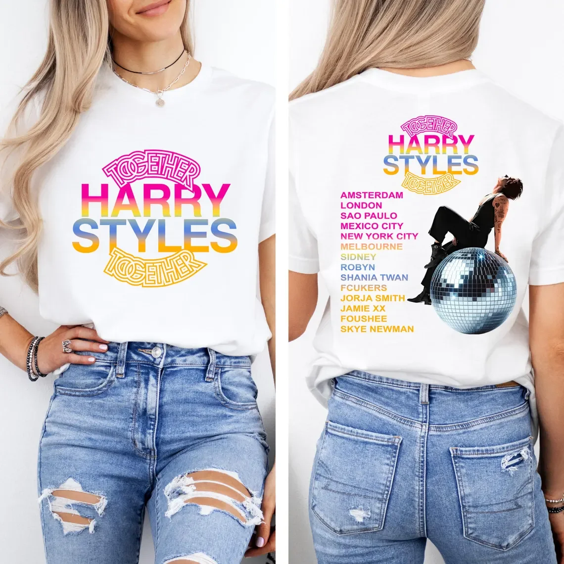 Together Together Tour 2026 Harrystyless Tee Harry Kiss All The Time Disco High Quality Cotton Tops Gift for Fans Unisex Clothes