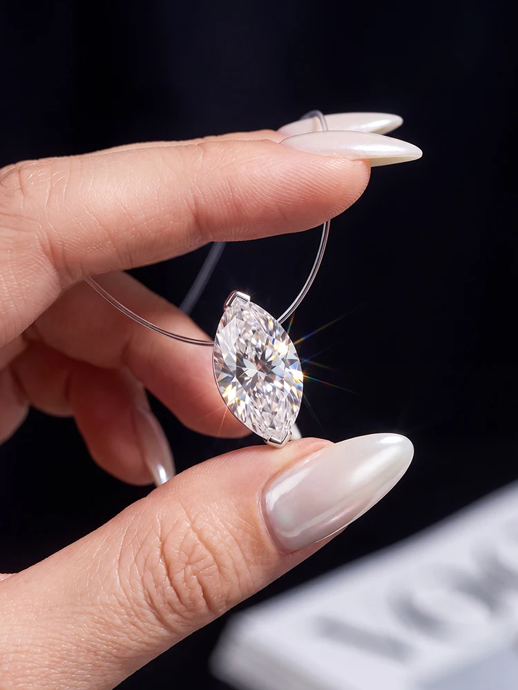 1CT Moissanit-Diamant, klassische Marquise-Halskette mit Angelschnur-Design für Damen, Hochwertiger Modeschmuck für Jubiläen und Partys – Detail 1