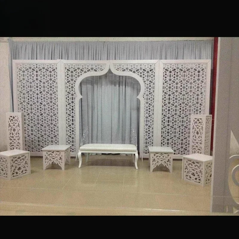 

Hot Sale Event Furniture Stage Wall White Panel Engraved Wedding Background