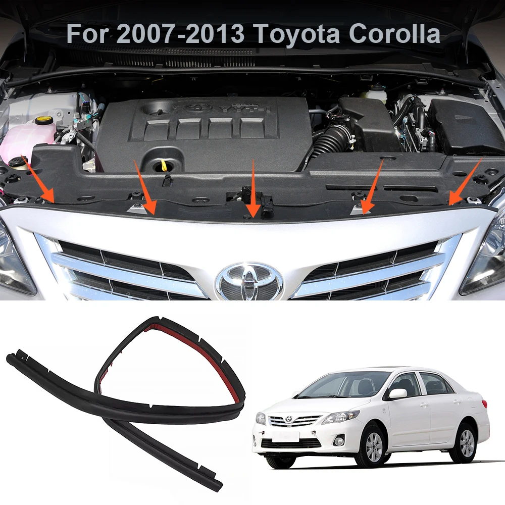 Car Front Engine Hood Sealing Strip Waterproof Weatherstrip Fit For Toyota Corolla 2007 2008 2009 2010 2011 2012 2013 Black