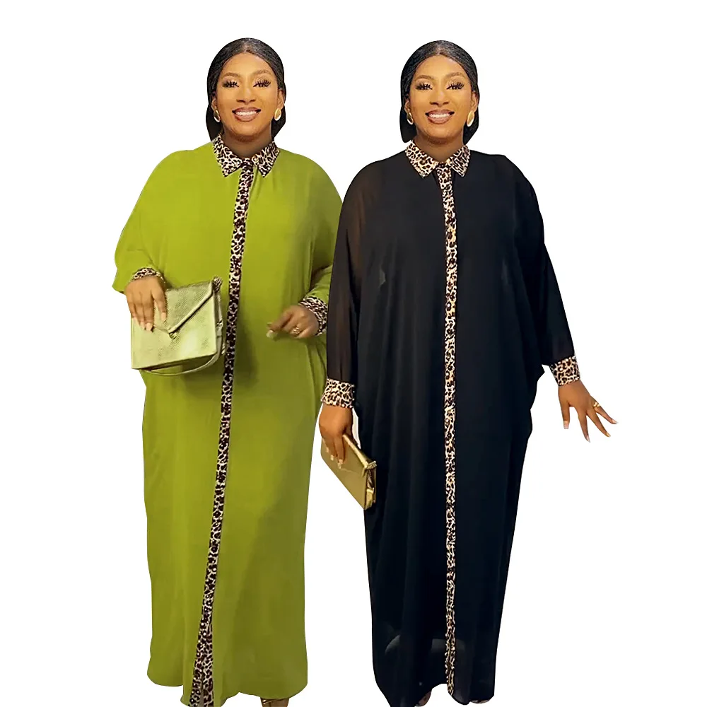 

African Autumn Fashion Dresses For Women Loose Boubou African Dashiki Print Turndown Collar Maxi Robes Wedding Party Dress