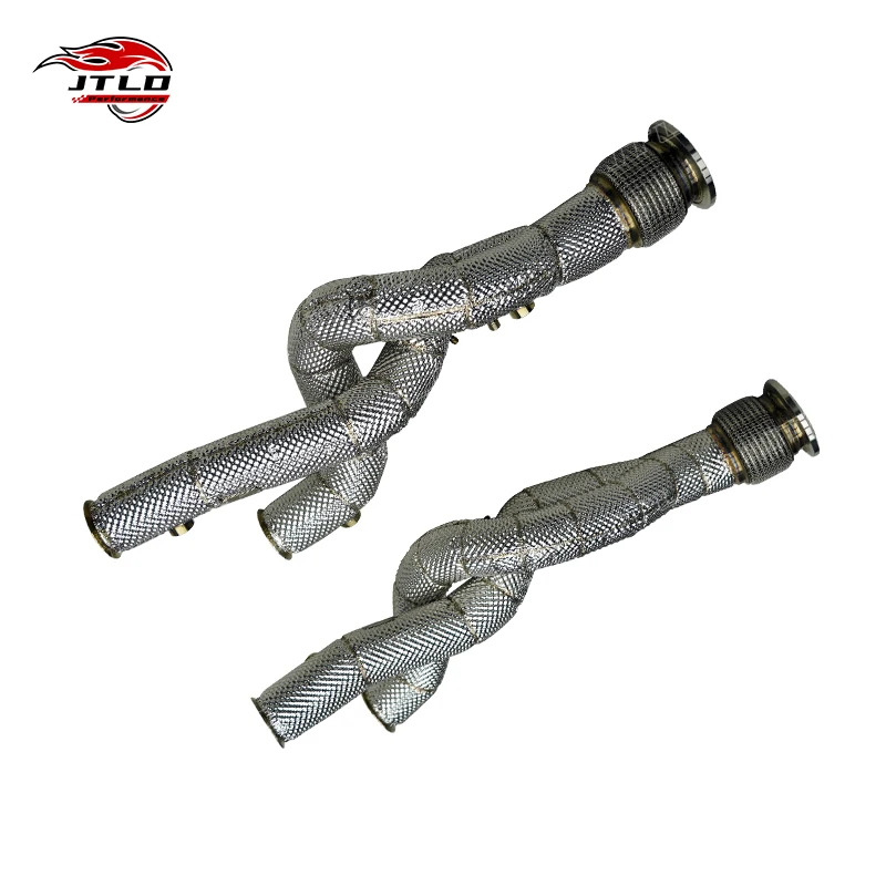 High Performance High Flow 304 Stainless Steel Exhaust Downpipe For Lamborghini Aventador SVJ With Heat Shield