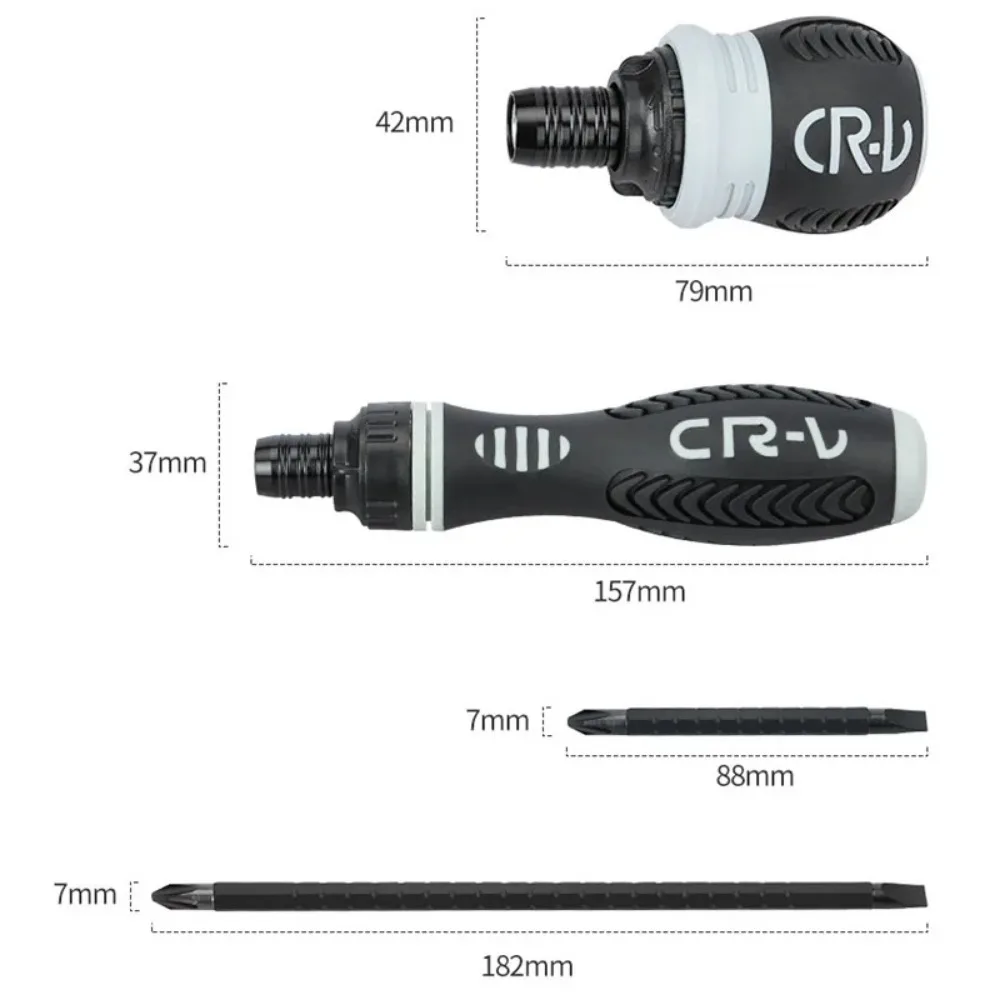 Dual-purpose Ratchet Screwdriver Head Telescopic Magnetic Phillips Screwdrivers 2in1 Labor-Saving Cross Slotted Screwdriver Set