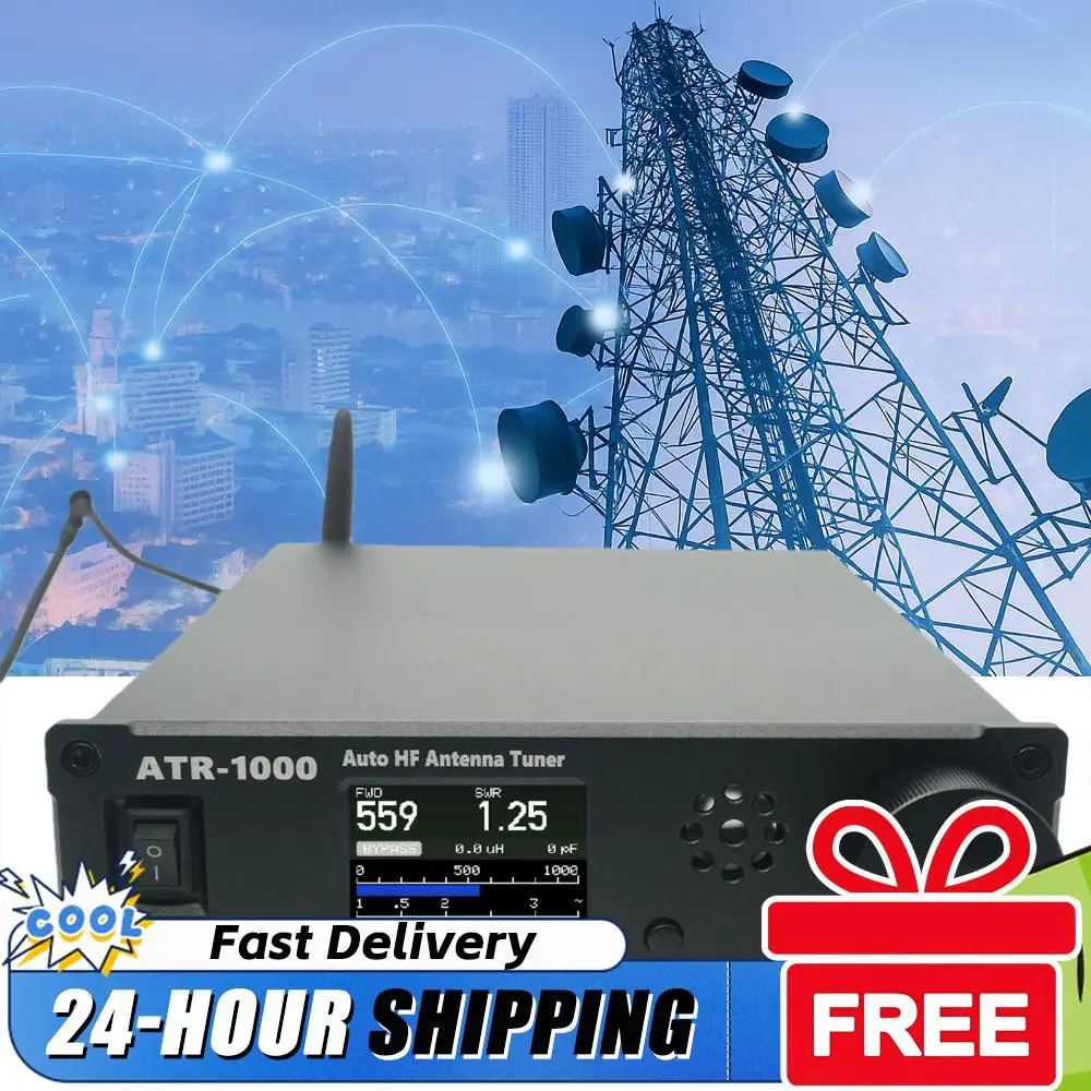 AMNVOLT ATR1000 1000W Sintonizador de antena automático 1.8-30MHz HF Sintonizador de rádio de ondas curtas com controle remoto WiFi para YAESU ICOM