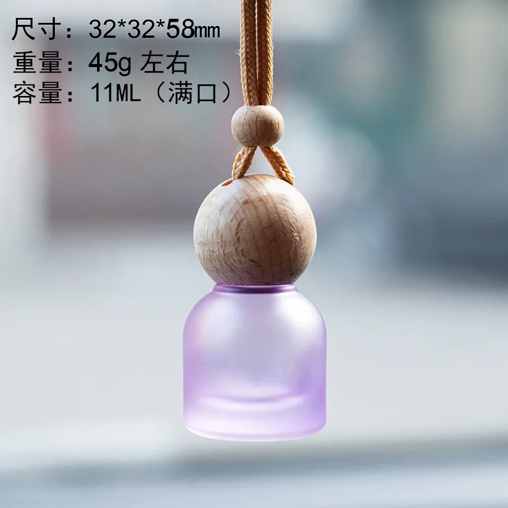 10ml Empty Car Air Freshener Pendant Perfume Glass Bottle With Wooden Caps Refillable Car Essential Oil Diffuser Bottle