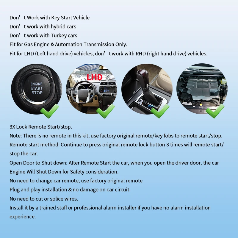 EASYGUARD Plug & Play Remote Starter Kit لسيارة Toyota Reiz 10-18، Sienna 11-21، Prado 10-17، 4 Runner 10-17 RX350 RX450H GX460