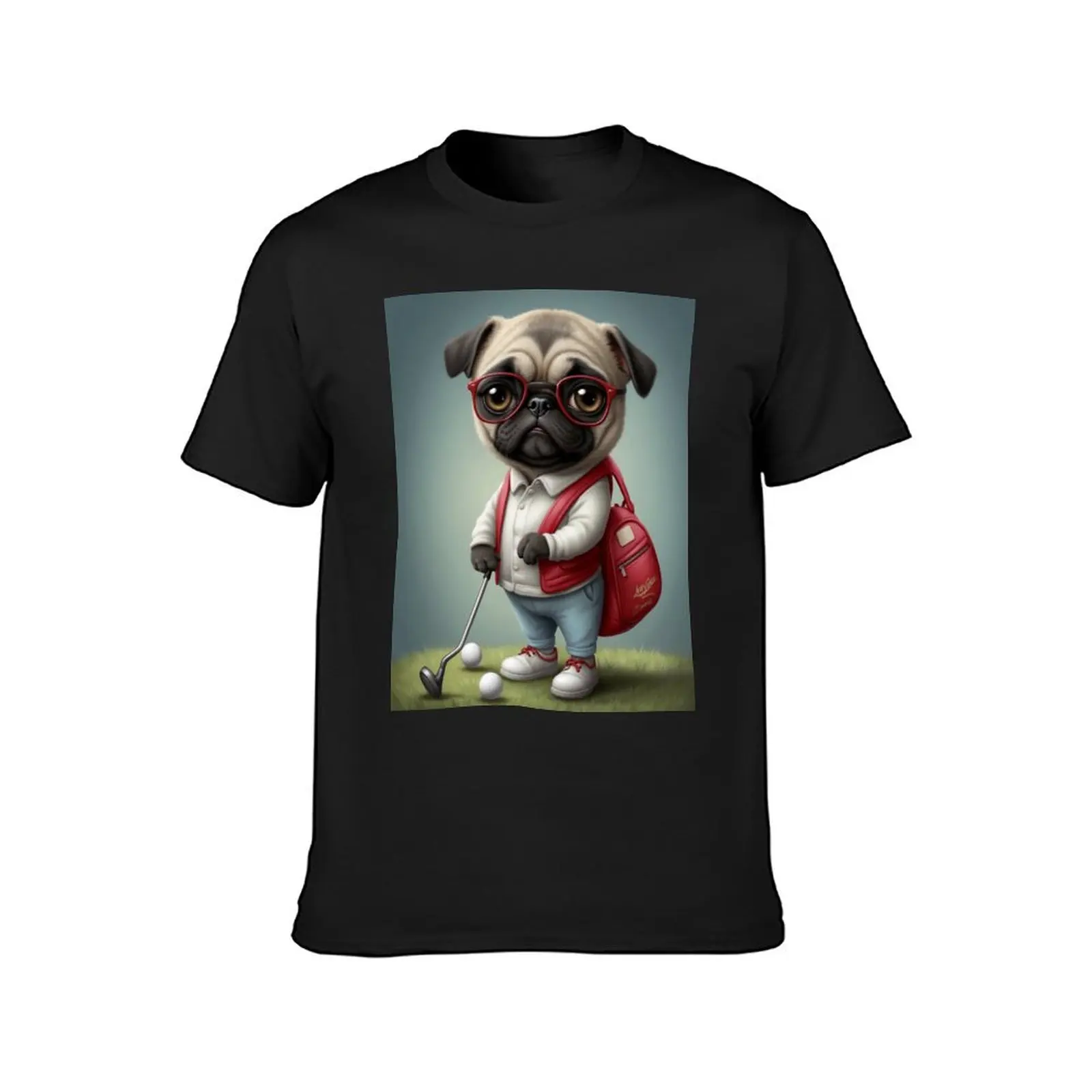 Golfer Pug T-Shirt Shirts Grafische T-Shirts Tops Hippie Kleding Jongens Blanken Heren Grafische T-Shirts Pack